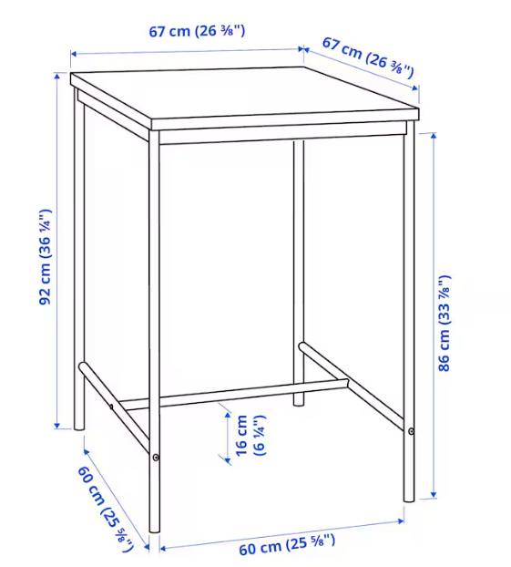 Metal Square Table (Tall)
